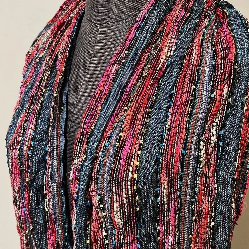 Women's Multicolor Striped Lightweight Knit Infinity Scarf - Picture 4 of 4